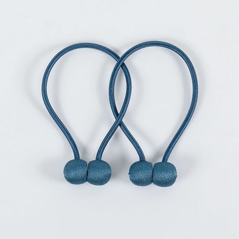 Lot de 2 Embrasses de Rideaux Magnétiques- Bleu Corde pour Rideaux Tressage avec Aimant Solide pour Chambre Salon Bureau