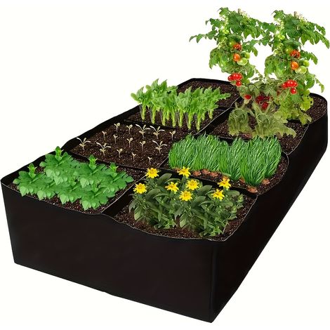 Lit de jardin surélevé en tissu à 8 grilles, jardinières pour plantes d'extérieur, jardinières surélevées respirantes, 120x60x30cm,57 gallons (1/5)