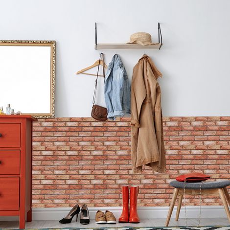 Adhesivos de pared de PVC con diseño de ladrillo 3D, impermeables y fáciles de limpiar [10 paneles de 30x30cm] (1/5)