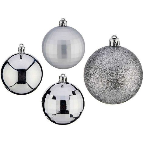 Weihnachtsbaumkugeln Krist+ Silberfarben PVC Ø 7 cm 50 Stück