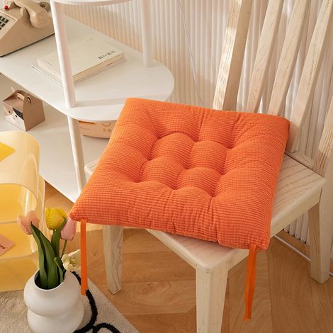 Set of 2 Chair Cushions, Corn Grain Design, Solid Colors Indoor Chair Cushions, Washable Chair Cushions, Outdoor Chair Covers (40cm, Orange) (1/5)