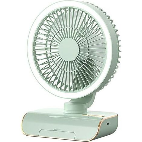 Ventilatore da Ufficio Multifunzione Ricaricabile USB – Automatico, Illuminazione Ambiente – 5 Velocità, Remota Supporto Basato su Telefono – Verde (1/5)