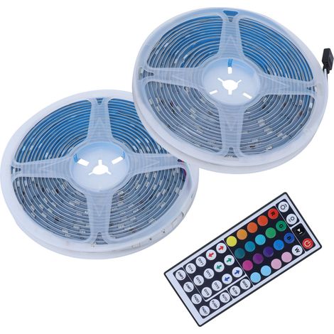 Bande lumineuse LED colorée, étanche IP65, perles LED 5050 haute luminosité, RGB, 10 mètres, 300 LED, décorative extérieure, bande lumineuse flexible basse tension, dimmable, 12V. (1/5)