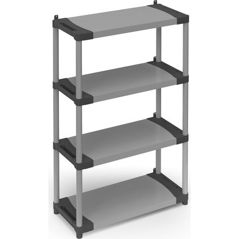 Étagère en résine de PVC et PP, 4 étagères, Facile à Assembler, système modulaire, Durable, adaptée aux environnements intérieurs et extérieurs, 80 L x 40 x 165 H cm (1/5)