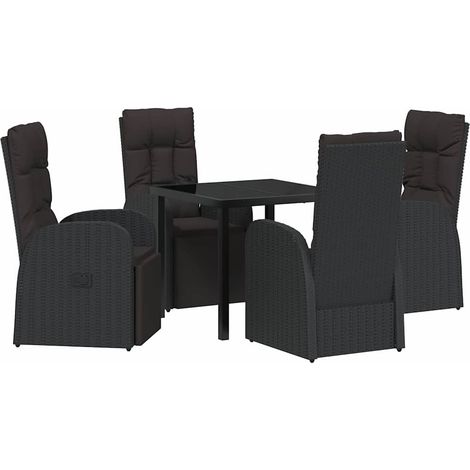 Maison Exclusive - Conjunto de Comedor de Jardín 5 pcs Negro ratá (1/5)