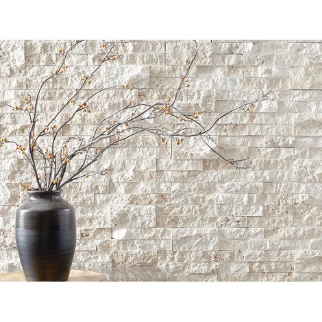Parement mural - SLIMPANEL - Travertin Classic - Naturelle - 15x60-65x1-2cm en Z (1/4)