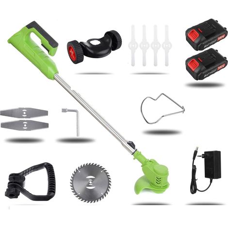 24V sans Fil haie Coupe-Herbe 1880W Portable électrique Tondeuse à Gazon à Main débroussailleuse Batterie Tonte Outil de Jardin (Color : 2 batteries-wheels-01, Size : A) (1/5)