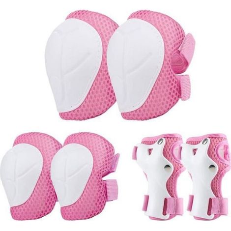 6 pièces Kit de protection enfant, Genouillères Coudières Brassards, Sangles réglables Tissu ventilé, Vélo Skateboard Patinage (1/4)
