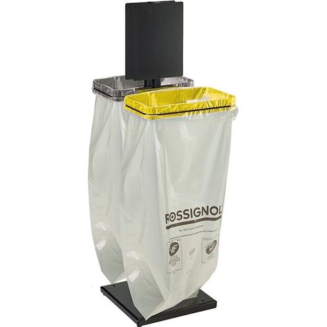 Support sac sans couvercle Rollec sur socle - 2x110l - gris manganèse / jaune colza - RAL 1021