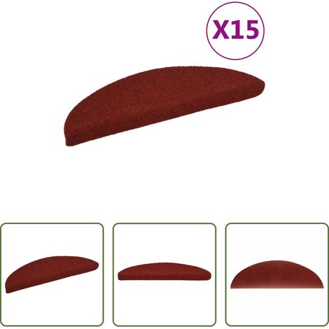 vidaXL Selbstklebend -  Stufenmatten Selbstklebend 15 Stk. 56x17x3 cm Bordeauxrot Halbrund (1/5)