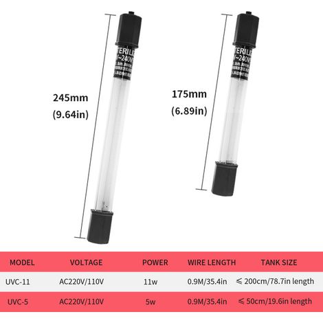 Désinfectant UV à lumière propre pour Aquarium, 5w/11w, vert pour le traitement de l'eau des réservoirs de poissons (1/5)