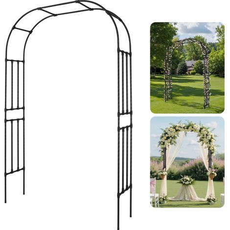 Arche de Jardin, 240x150x40 cm, Arche de Mariage en Métal, avec Tubes en Acier Galvanisé, Support Robuste pour Plantes Grimpantes et Roses, Jardins, Pelouses, Décorations de Fêtes, d'Événements (1/5)