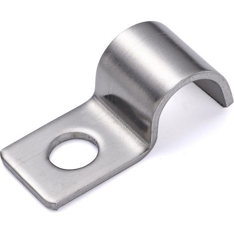 50 clip a P per cavi, clip a foro singolo, clip tubolari in acciaio inox per il fissaggio di cavi e fili di Ø 10 mm (1/5)