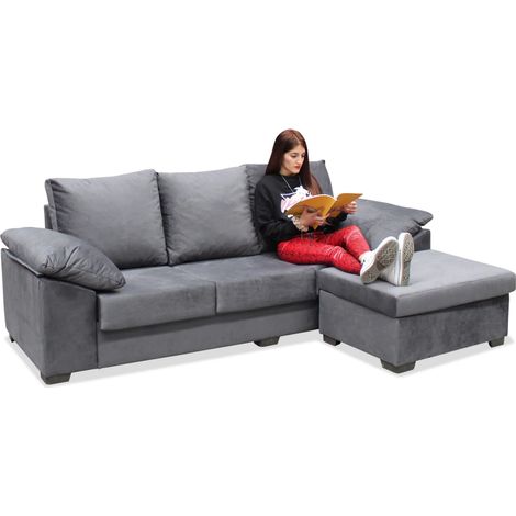 Chaiselongue reversible Alejandra en gris. Te lo subimos a casa. (1/4)