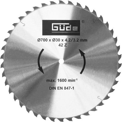 Güde Hartmetall Sägeblatt Kreissägeblatt Ersatzblatt HM 700x30x4,2 mm 42 Zähne (1/5)