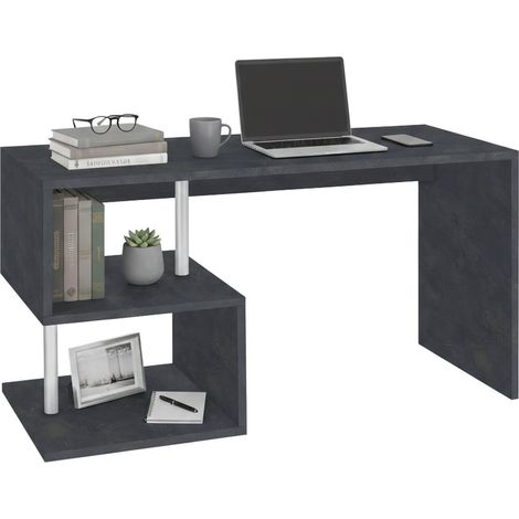 Dmora - Schreibtisch Dmorisc, Linearer Schreibtisch mit PC-Halterung, Mehrzweck-Bürotisch, platzsparender Multipositions-Schreibtisch, 100 % Made in Italy, cm 140x60h78, Slate