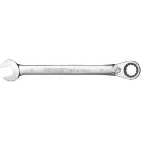 Clé mixte à cliquet, Réversible, Taille 24 mm, Coudée, Plate, 12 pans, Clé, R07200240 (1/5)