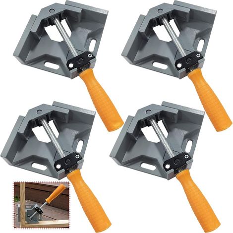 4 Pcs Serre Joint Angle 90 ° - Etau D'angle Alliage d'Aluminium - Pince de Soudage d'angle avec Mâchoire Pivotante Réglable -  pour Outils Menuisier - Soudage de Charpentier Gris (1/5)