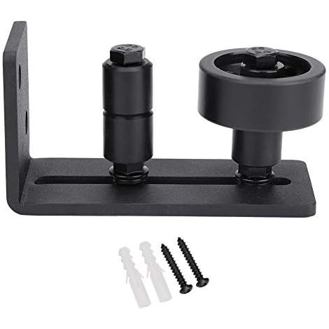 MIMOSON-Floor Guide Sliding Barn Door Floor Guide Black Floor Guide Roller Adjustable Flat Track Kit (4.72 x 1.97 x 2.36 inches) (1/5)