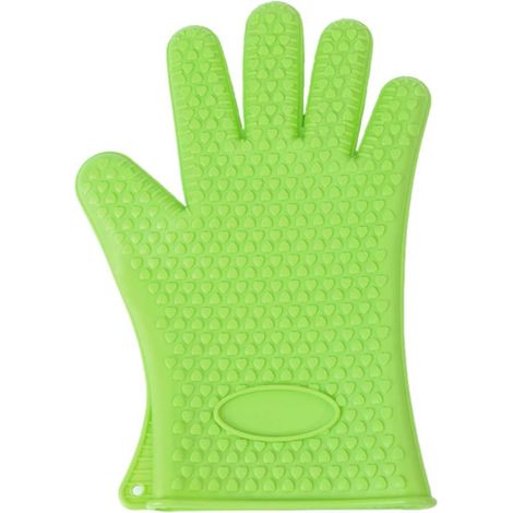 1 complément du gant de silicone en forme de coeur en couleur, des gants de cuisine / barbecue / quatre (vert) (1/5)