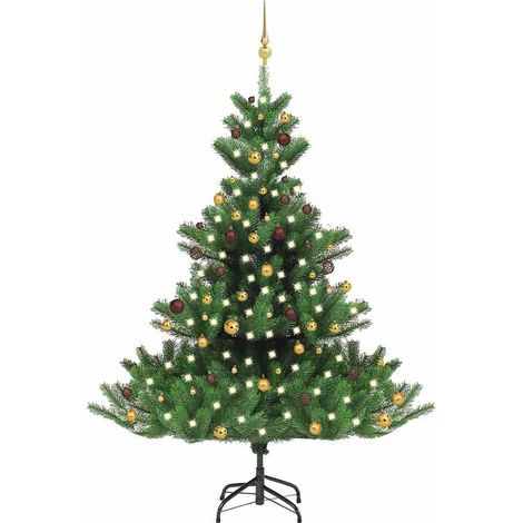 vidaXL Nordmann Fir Artificial Christmas Tree LED&Ball Set Green 210cm (1/5)