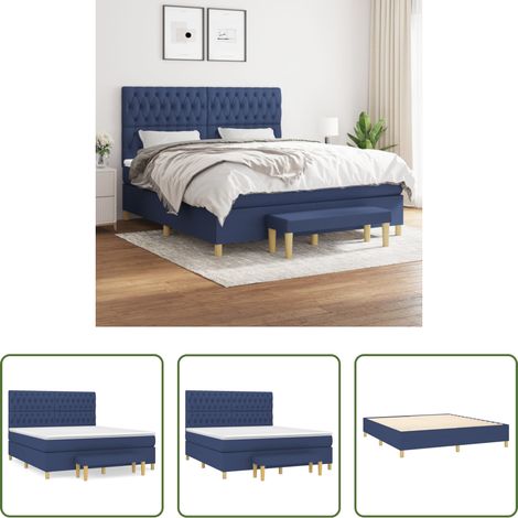 vidaXL Kopfteil - Boxspringbett mit Matratze Blau 180x200 cm Stoff (1/5)