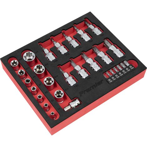 Sealey AK6193 Premier TRX-Star Socket & Security Bit Set 1/4"Sq & 3/8"Sq Drive 29pc