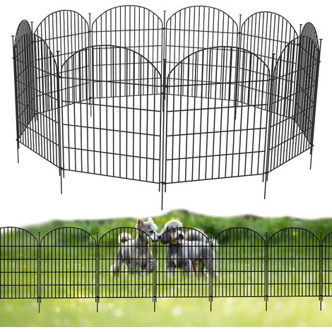 Lot de 10 panneaux de clôture de jardin temporaires en métal anti-rouille avec piquets 80 cm (H) x 6,8 m (L) - Bordure métallique antirouille pour pelouses, parterres de fleurs et barrières pour (1/5)