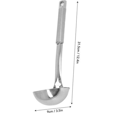Louche à soupe - Acier inoxydable 304 - 31,5 x 9 cm - 192 g - Passoire à huile - Écumoire (1/4)
