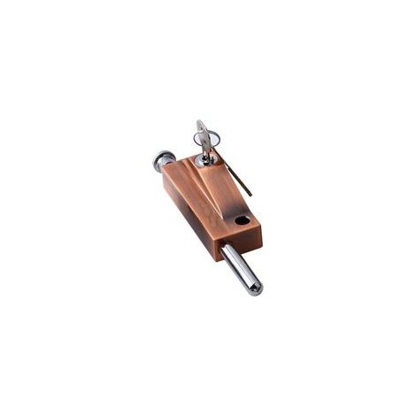 Verrou de porte multifonction pour porte de garage - Verrou de porte universel - Avec 1 clés - Pour usage intérieur et extérieur - Bronze rouge,une pièce, (1/4)