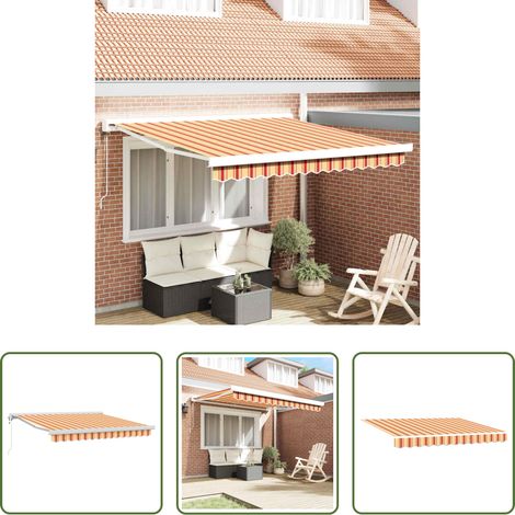 Store rétractable - Auvent Jaune et Orange 300 x 250 cm Polyester et Aluminium (1/5)