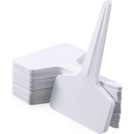 Etichette per piante, 100 pezzi, cartellini in PVC per orti/giardini aromatici, 10 x 6 cm, bianco (1/5)