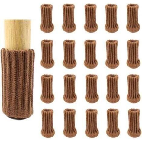 Lot de 24 chaussettes de chaise,Marron, double tricot épais pour pieds de chaise, pieds antidérapants, protègent le sol (1/4)
