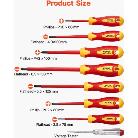 Jeu de Tournevis Isolés 12PCs, Ensemble d'Outils Isolés pour Électriciens Professionnel 1000 V, avec Embouts Magnétiques, Pinces Is… (1/5)