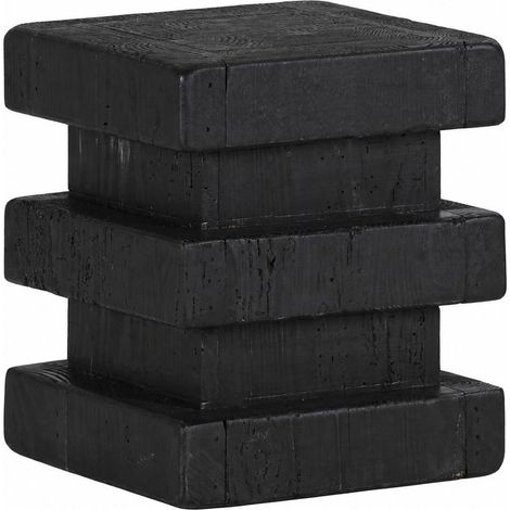 Tabouret carré en pin noir au style brut - noir (1/5)