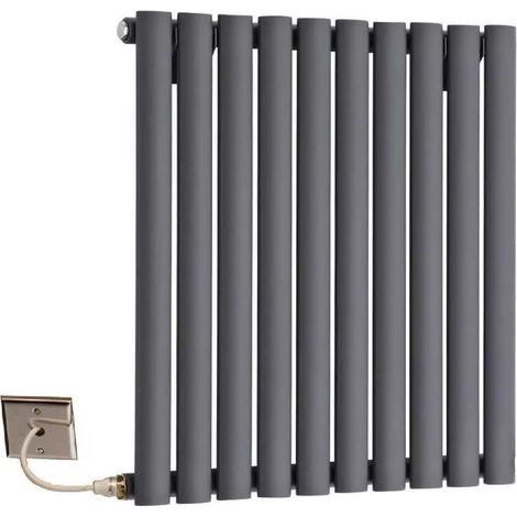 Single Electric Oval Panel Radiators 600mm High 1180mm Wide – Anthracite