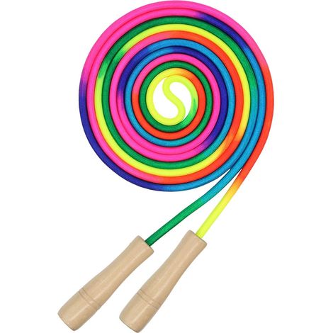 Corde à sauter pour enfants avec poignée en bois, 2,74 m (9 pieds), bleue, pour filles et garçons (1/5)