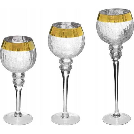 Atmosphera Photophores Élégants Doré Ensemble 30 35 40 cm (1/3)
