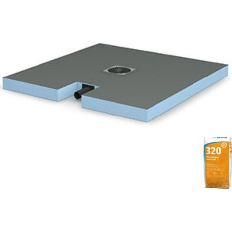 Wedi – Receveur de douche à carreler 120 x 120 cm – Mousse XPS étanche – Pente prédéfinie pour drainage optimal – Bonde de vidage incluse