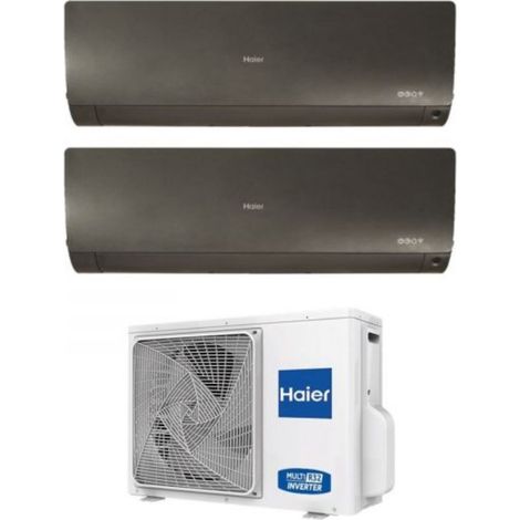 Haier Aire Acondicionado Split Inverter Serie FLEXIS PLUS NEGRO 12+15 con 2U50S2SM1FA R-32 Wi-Fi Integrado Color Negro 12000+15000