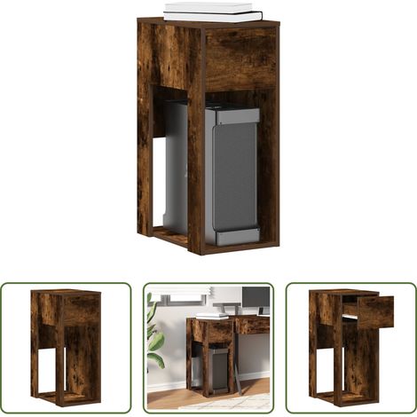 vidaXL Armoire informatique - Support de tour d'ordinateur et tiroir chêne fumé 30x44x74 cm (1/5)