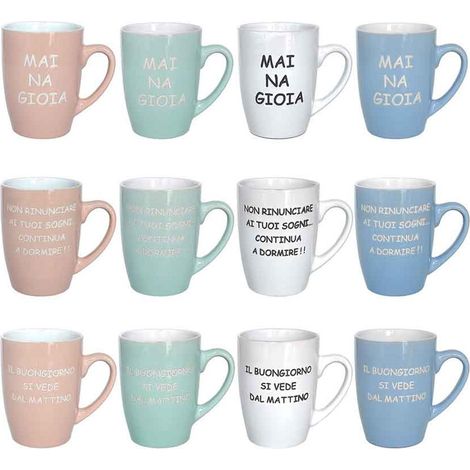 MAURY'S SET DI 4 TAZZE MUG DA 350CC LINEA SCRIPT IN COLORE E SCRITTA ASSORTITA (1/5)