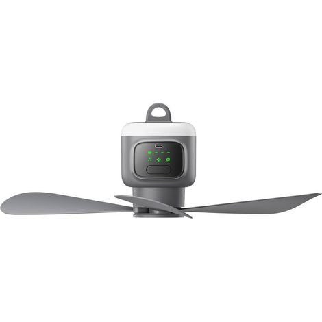 Ventilatore da soffitto wireless per esterni con telecomando, batteria da 12000 mAh, luce, 4 velocità e timer, ideale per tende da esterno, patio, gazebo, verande e camper. (1/5)