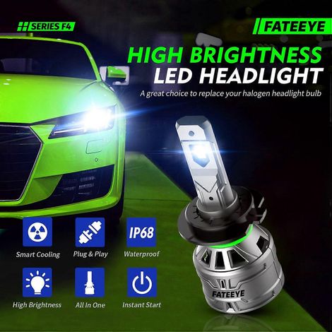 FATEEYE LED-Autoscheinwerferlampe H4 H7 H11 9005 9006 6500K Tagfahrlicht 13000LM/Paar 60W/Paar