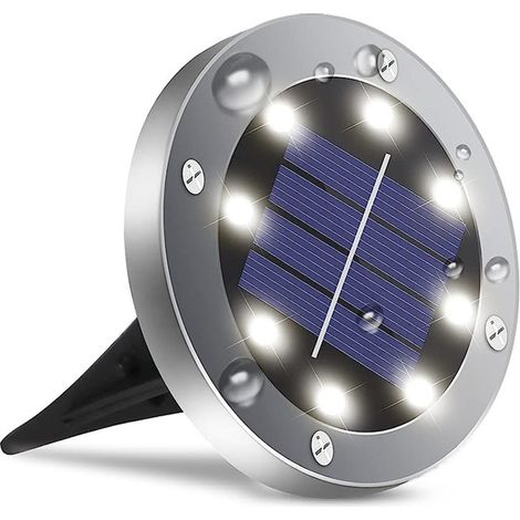 Lot de 8 lampes solaires d'extérieur étanches, éclairage de jardin solaire pour terrasse, allée, cour, pelouse, terrasse, marche (lumière blanche)