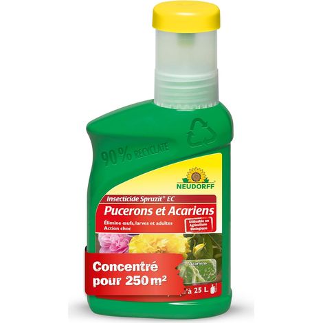 Insecticide Spruzit EC Anti-Pucerons et Acariens - Insecticide jardin anti acarien et anti araignée, action sur œufs larves adultes, Concentré pour 250m², 250 ml (1/5)