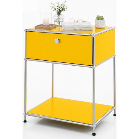 Étagère métal chromé design épuré, Concept Epuré MK-139, L50 x P40 x H65 cm, Jaune