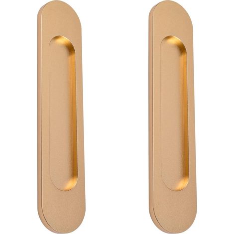 Poignée de porte coulissante ovale autocollante, sans poinçon, adaptée aux portes de grange coulissantes, fenêtres, placards (18 cm Or mat) (1/5)