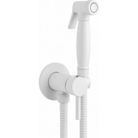 Conjunto de bidé con mezclador y ducha en latón acabado blanco mate  Pollini Acqua Desing D09181203BO  Blanco mate