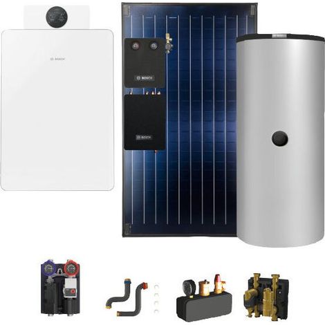 Bosch GC8800iF-15 Gas-Brennwertkessel-Paket mit 4 Solarkollektoren und 500-l-Speicher